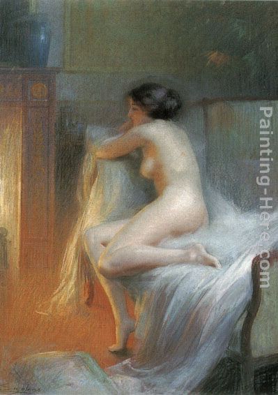 A Nude Reclining by the Fire painting - Delphin Enjolras A Nude Reclining by the Fire art painting